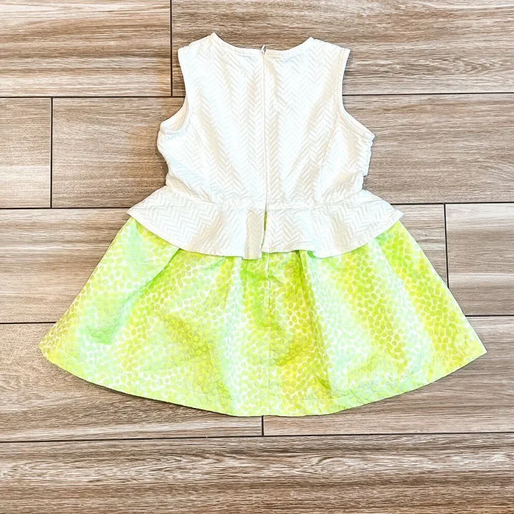 Gingersnaps Girls Dress White Chevron Top and Neon Spotted Bottom Size 4